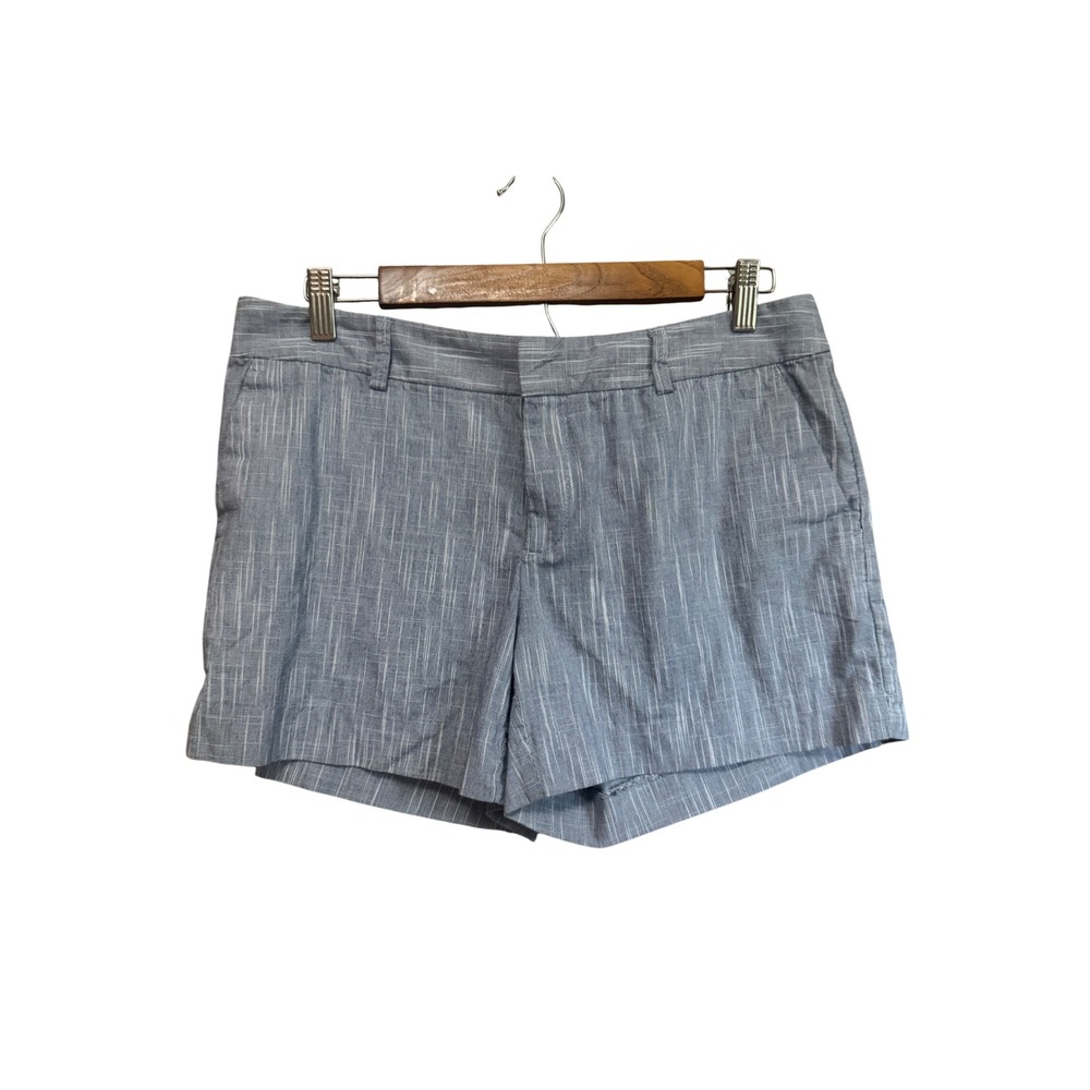 Banana Republic Shorts Womens 8 Blue White Slub Textured Mid Rise Excellent